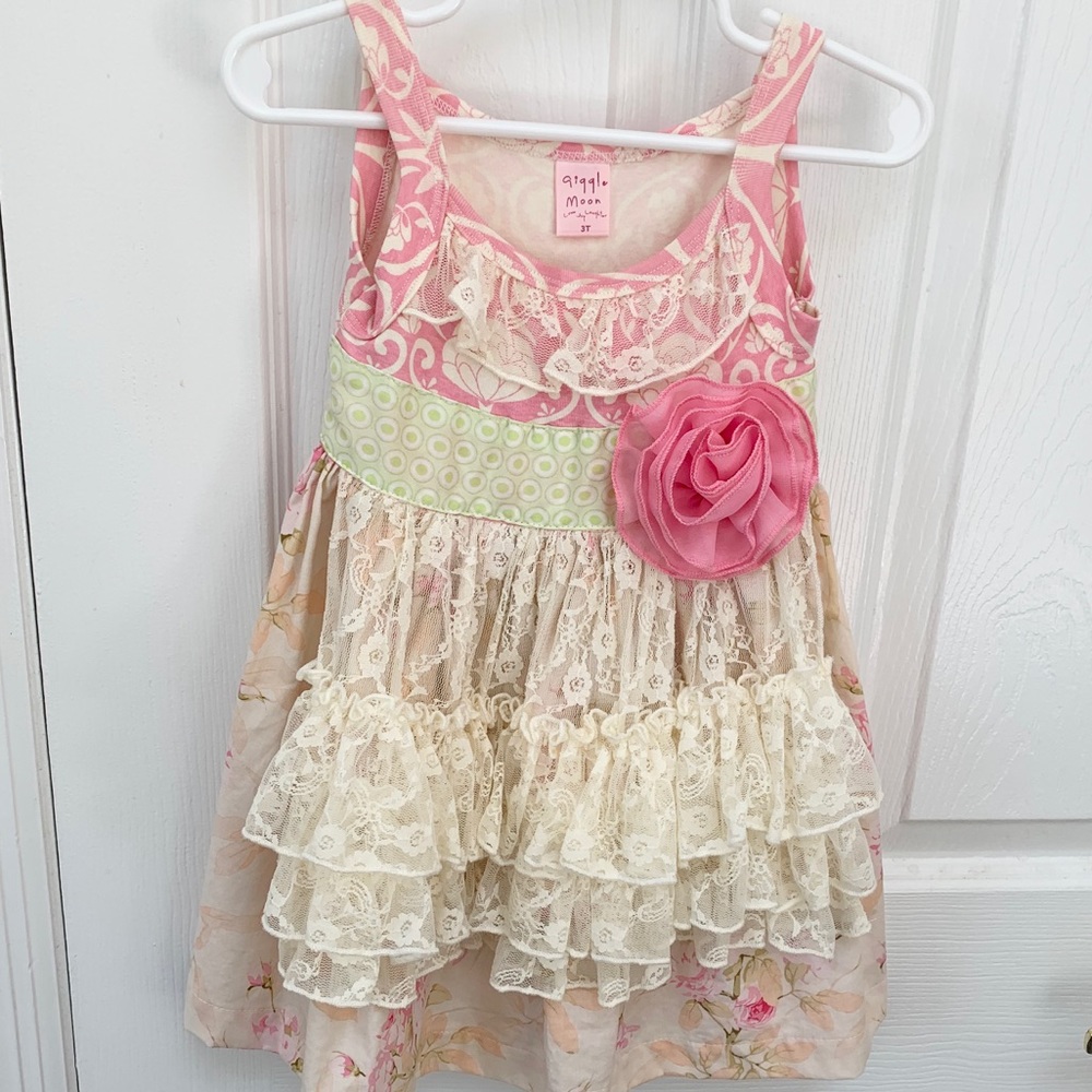 Giggle Moon Toddler Girl Floral and Lace Dress 3T